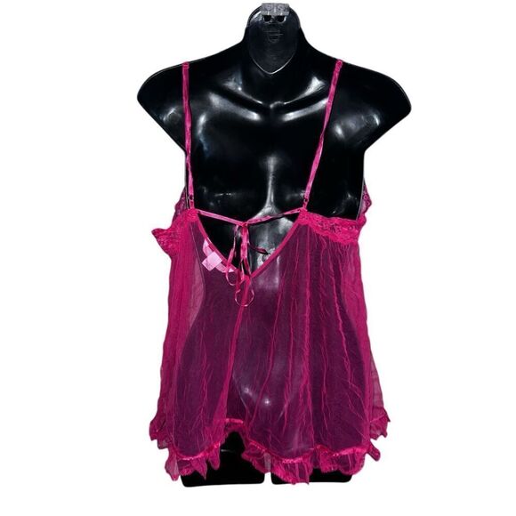 Beautiful Vintage VTG 90's Y2K Victoria’s Secret red baby doll Nightgown Sleep S - Picture 4 of 8